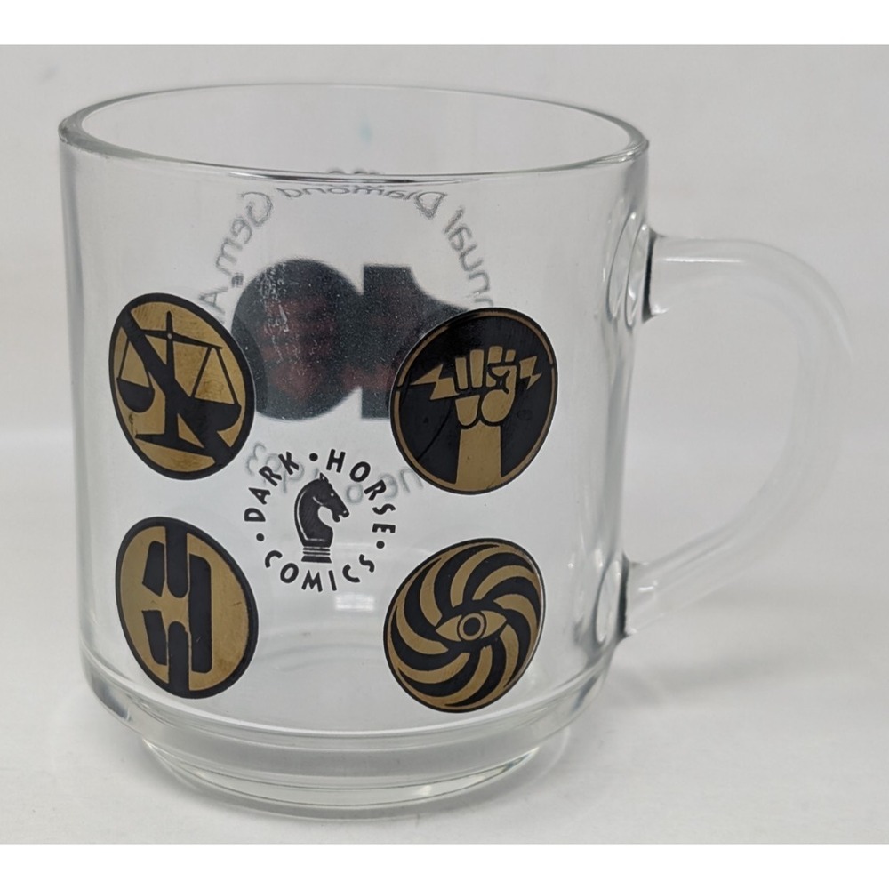 Vintage 1993 Dark Horse Comics Glass Coffee Mug Employee Diamond Gem Awards 90s
